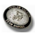 Oval Custom Trophy Buckle w/ Black Border